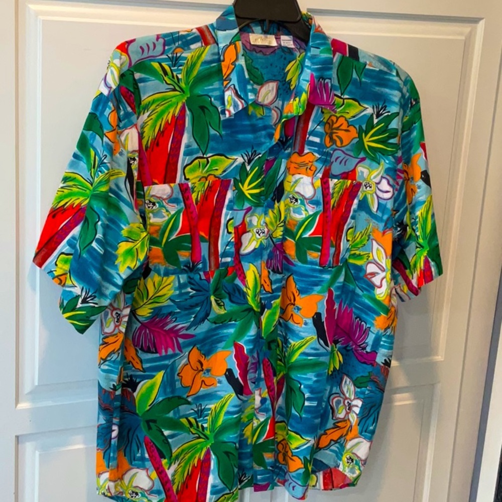 🦩Gottex Tropical Floral Men's Shirt XL. Best vacation shirt ever!
